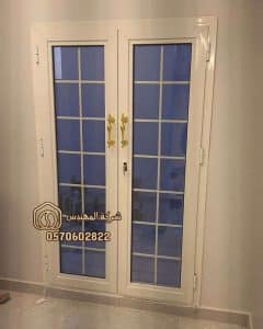 باب المنيوم سوبر سرابا حلق ١٢ سمك ٢ كل مع زجاج ٢٨ ديكور