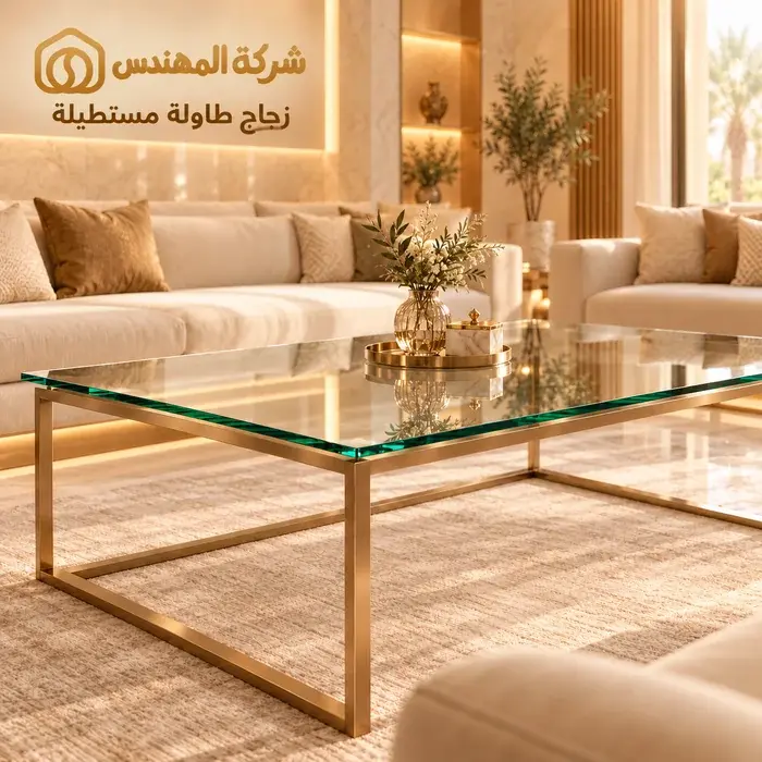 طاولات زجاج للمجالس بالرياض: أشكال الزجاج ونصائح الاختيار 2 تفصيل زجاج طاولات مستطيل بالرياض