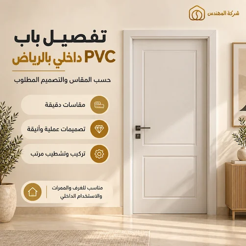 اسعار ابواب pvc الرياض 2026 حسب النوع والمواصفات 4 سعر باب PVC الداخلي في الرياض - تفصيل باب PVC داخلي أبيض حسب المقاس في الرياض