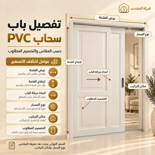 اسعار ابواب pvc الرياض 2026 حسب النوع والمواصفات 5 سعر باب PVC سحاب في الرياض 1,200 و1,700 ريال