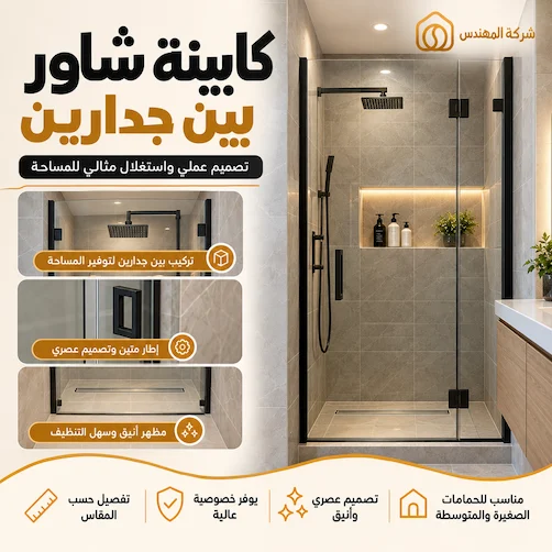 اشكال زجاج الشاور بالرياض: الأنواع والأفكار وكيف تختار التصميم المناسب 14 اشكال زجاج كابينة شاور بين جدارين بالرياض
