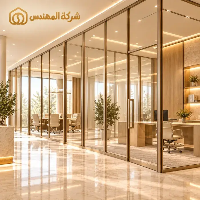 تفصيل قواطع المنيوم بالرياض للمكاتب والحمامات 4 تفصيل قواطع المنيوم كاملة الارتفاع بالرياض