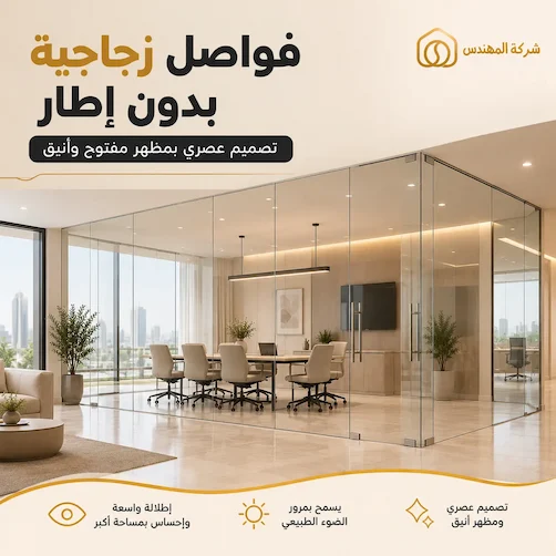 تفصيل قواطع زجاجية بدون اطار بالرياض - بارتشن زجاج بدون اطار بالرياض - حاجز زجاج بدون اطار بالرياض